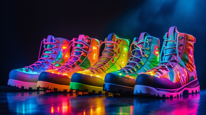 funky colourful hiking boots designed by AI